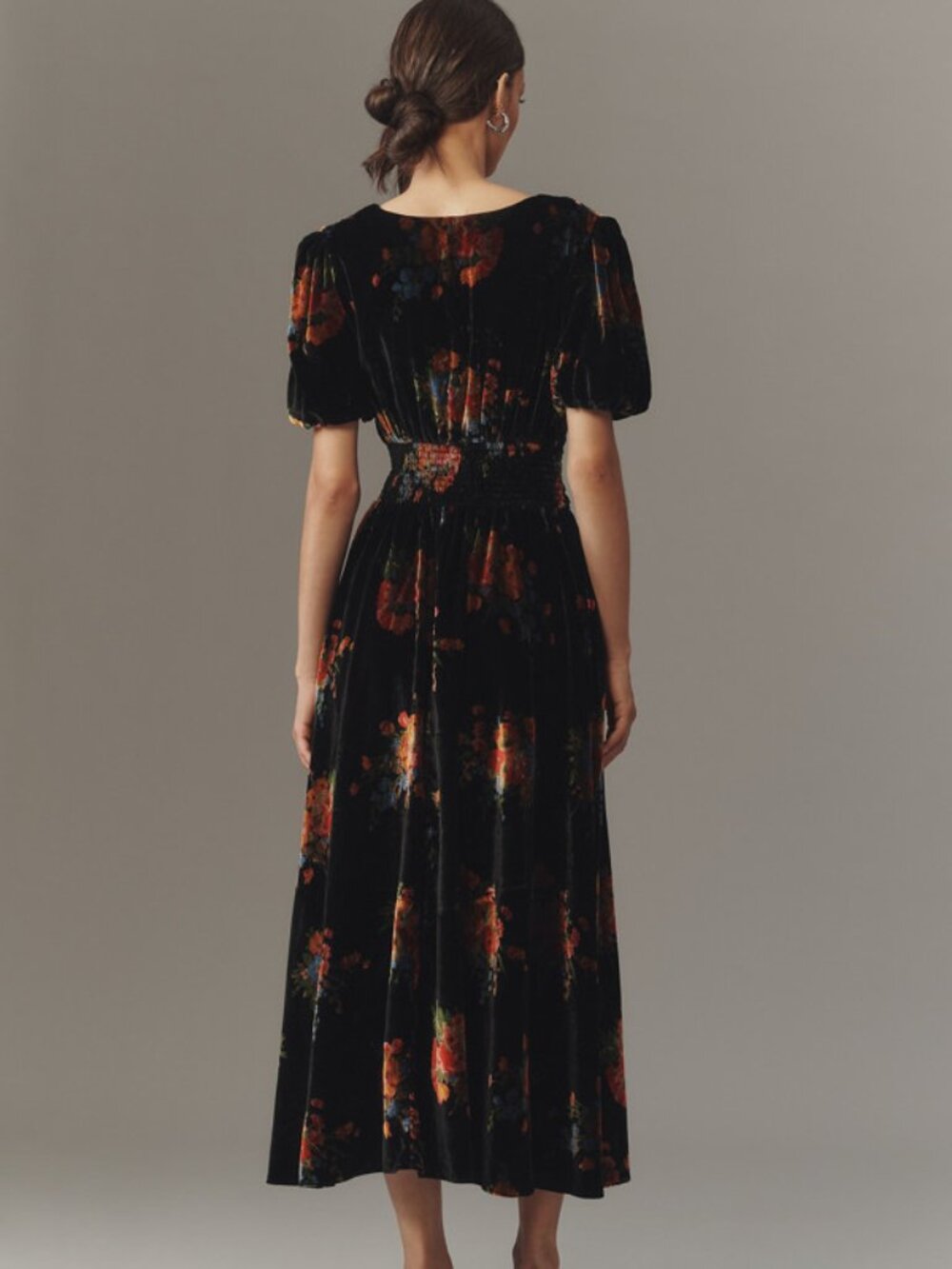 NWT The Katerina Button-Front Dress: Black Floral Velvet Edition - Picture 2 of 4